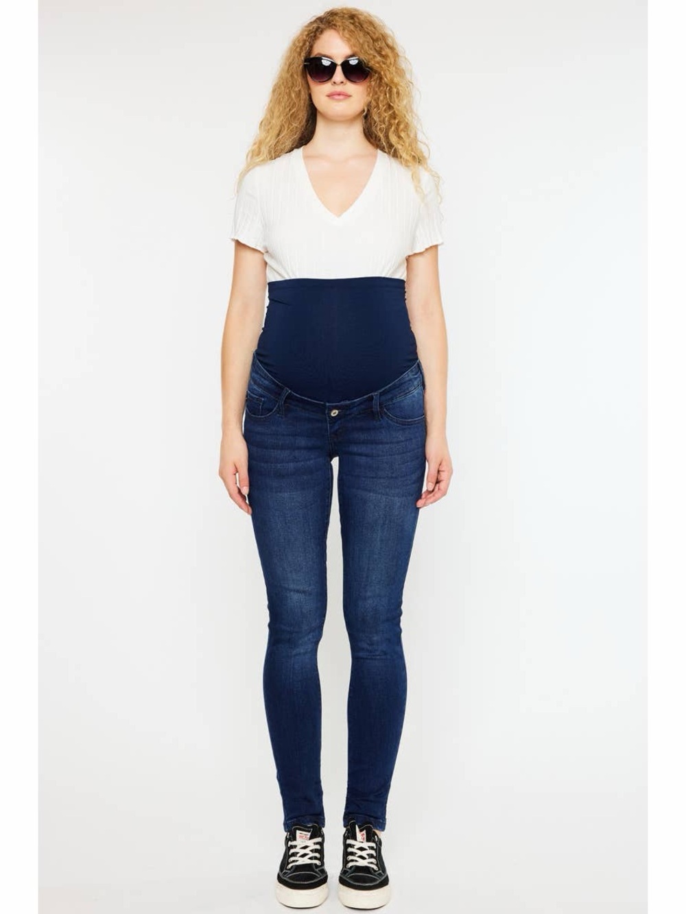 KanCan Dark Blue Aviva Maternity Skinny Jeans with Navy Belly Panel